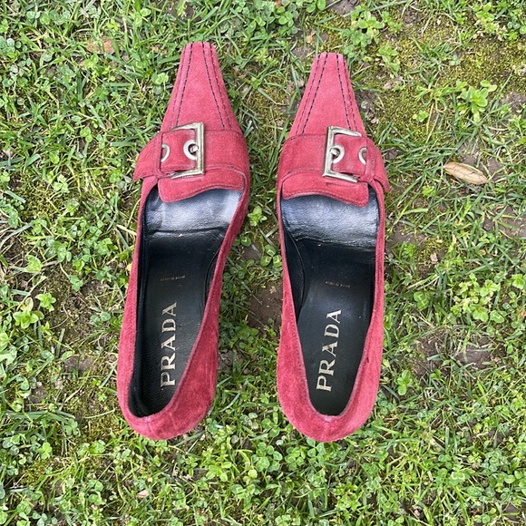 Prada Suede Heels - size 37 1/2 - Picture 4 of 8